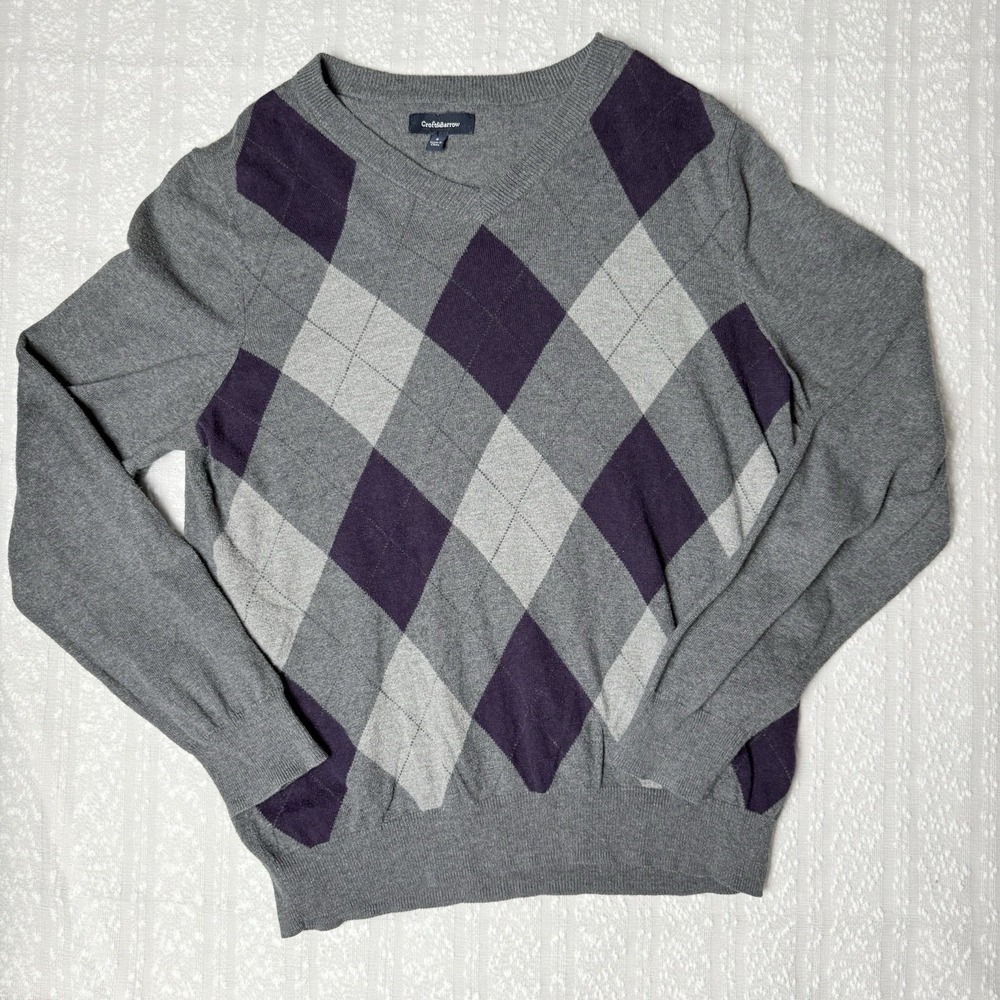 Croft and‎ Barrow Womens Argyle Knit Sweater Size S Preppy Academic Professional